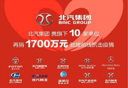 北汽集團攜北汽財務等旗下10家單位，再捐1700萬馳援防疫前線